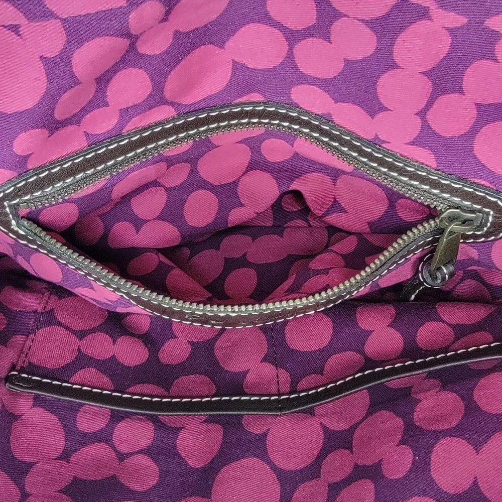 BODEN Genuine Leather Brown w/ Fuschia Trim Leather Handbag. P138 - Picture 4 of 10